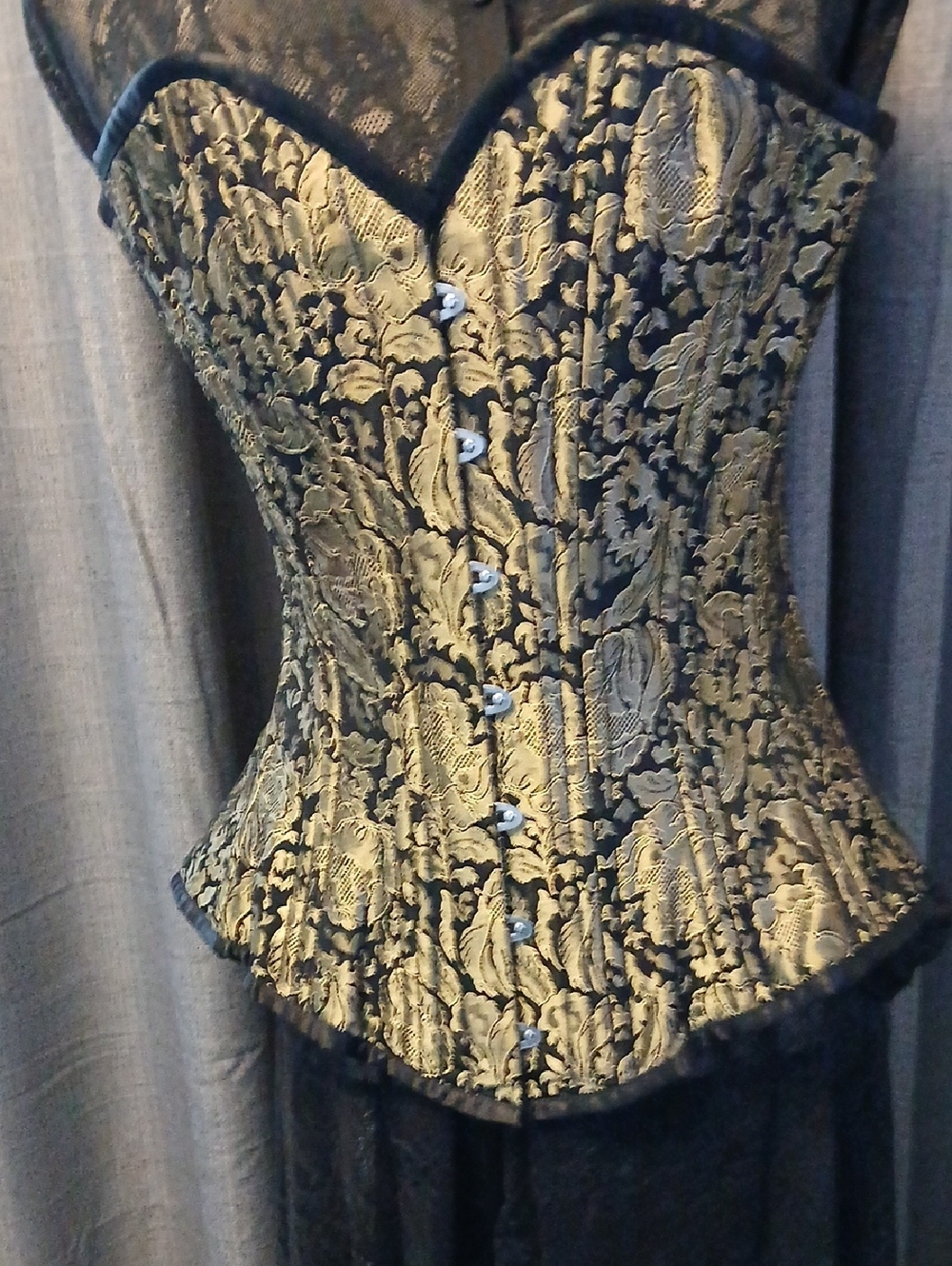Authentic Gold and Black Brocade Corset